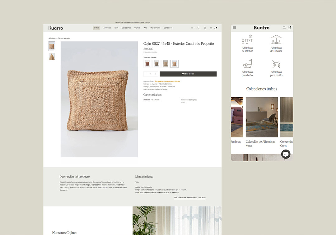 Rediseño de e-commerce para una marca de productos artesanales