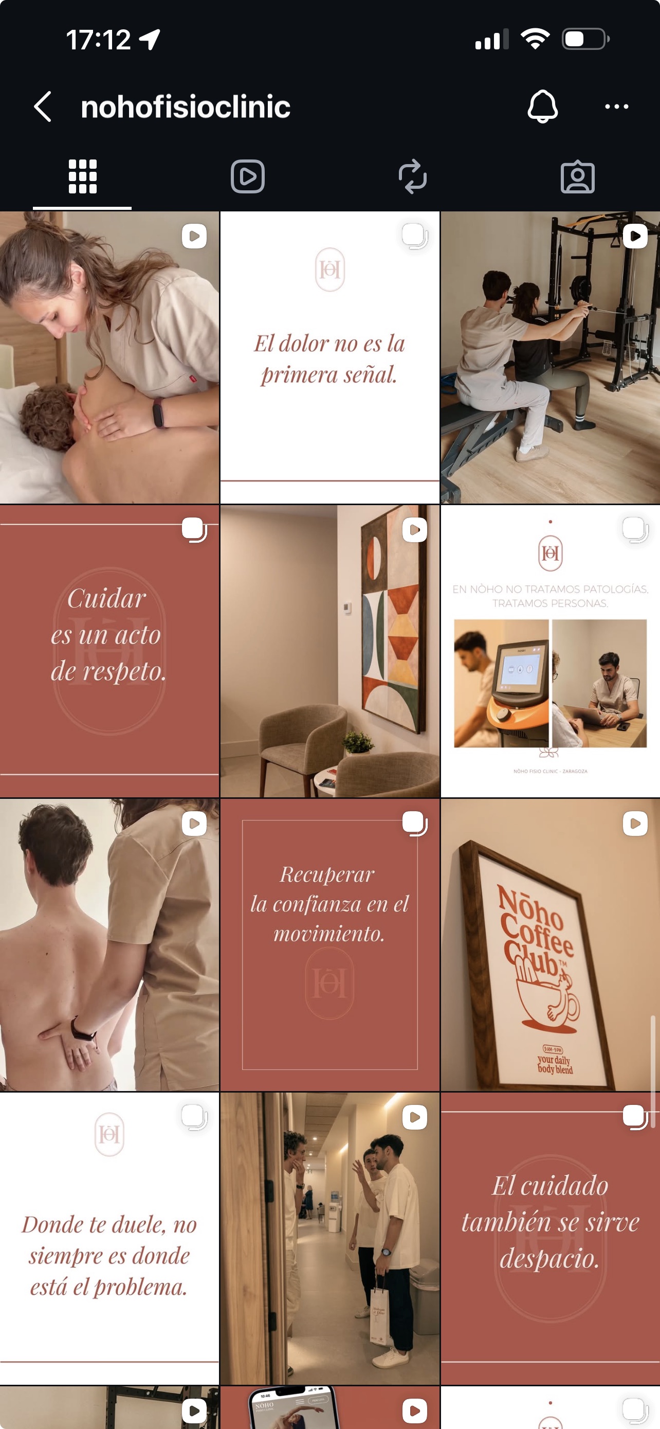 Clínica de fisioterapia con tono visual cuidado