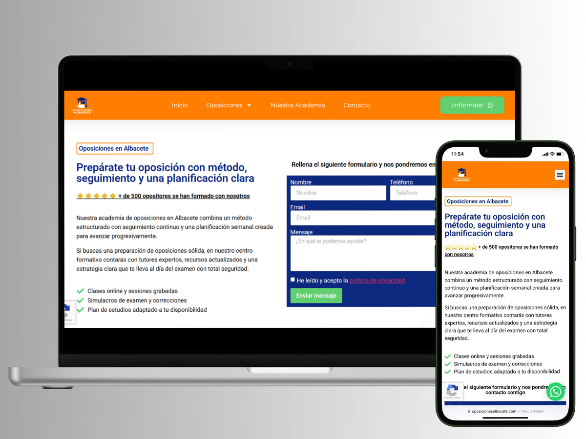 Página web para academia